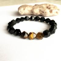 Tiger Eye Stone Bracelets, Natural Stone, with Tiger Eye, Geometrical Pattern, polished, Unisex & faceted, mixed colors, 55mm,8mm 