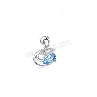 Sterling Silver Rhinestone Pendants, 925 Sterling Silver, with Cupronickel, Swan, for woman & with rhinestone 