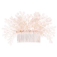 Decorative Hair Combs, Zinc Alloy, for woman, gold 
