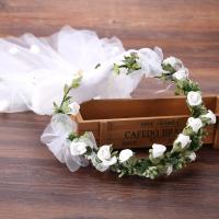Bridal Hair Wreath, Plastic, for woman & with rhinestone, white 