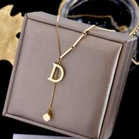 Titanium Steel Jewelry Necklace, Letter D, plated, with letter pattern & for woman, two different colored, 400+50*15*50mm 