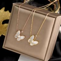 Titanium Steel Jewelry Necklace, Butterfly, plated & for woman, two different colored, 410+50*18mm 