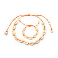 Shell Jewelry Sets, Length Adjustable & braided bracelet & Unisex 16*21mm,380+170mm,200+70mm 