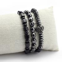 Hematite Bracelets, Natural Stone, with Hematite, Skull, plated, for man & faceted 50mm 