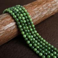 Kanada Jade Perle, Kanadische Jade, Ball, poliert, DIY, grün, verkauft von Strang