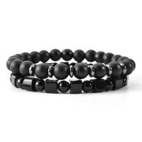 Hematite Bracelets, Natural Stone, with Hematite, Round, for man & frosted 55mm 