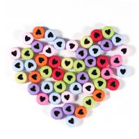 Acryl Alphabet Perlen, rund, plattiert, unterschiedliche Farbe und Muster für die Wahl & DIY, keine, 7mm,11mm, Bohrung:ca. 2mm, 100PCs/Tasche, verkauft von Tasche