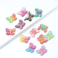 Mobile Phone DIY Decoration, Acrylic, Butterfly, plated mixed colors 
