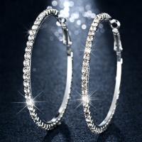 Zinc Alloy Hoop Earring, plated, fashion jewelry & with rhinestone, nickel, lead & cadmium free, 53mm 