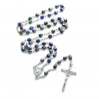 Collier de perles, plastique, croix, bijoux de mode & unisexe & avec strass, Vendu par brin