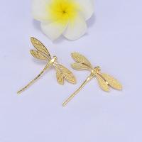 Brass Jewelry Pendants, Dragonfly, gold color plated, DIY 