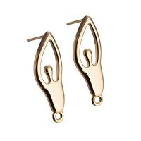 Brass Earring Drop Component, gold color plated, DIY & for woman 