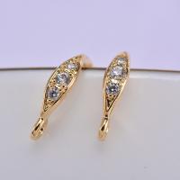 Brass Hook Earwire, gold color plated, DIY & micro pave cubic zirconia & for woman 