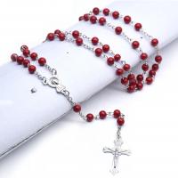 Ювелирные изделия Бисер Ожерелье, Стеклянный, Kресты, ювелирные изделия моды & Мужская, 6mm, продается Strand