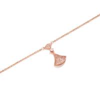 Titanium Steel Jewelry Necklace, with 1.96 inch extender chain, rose gold color plated, for woman & with rhinestone, metallic color plated Approx 15.74 Inch 