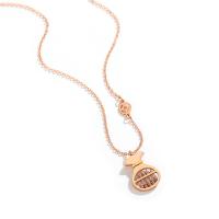 Titanium Steel Jewelry Necklace, with 1.96 inch extender chain, rose gold color plated, for woman & hollow, metallic color plated Approx 15.74 Inch 