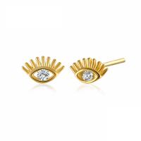 Sterling Silver Stud Earring, 925 Sterling Silver, plated, for woman & with rhinestone 6mm 