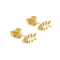 Sterling Silver Stud Earring, 925 Sterling Silver, Fish Bone, gold color plated, for woman, metallic color plated, 5mm 