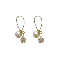 Cubic Zircon (CZ) Drop Earring, Metal, with Cubic Zirconia, plated, cross & for woman, 50mm 