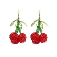 Resin Drop Earring, Metal, with Seedbead & Resin, Fruit, plated & for woman 55*35mm 