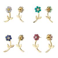 Zinc Alloy Stud Earring, with Zinc Alloy, Flower, plated & for woman 30*12mm 