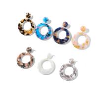 Acrylic Drop Earring, with Acetate, Round, plated & for woman & hollow 50*35mm 