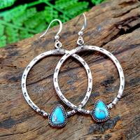 Thailand Sterling Silver Drop Earring, 925 Sterling Silver, with turquoise, fashion jewelry & for woman 