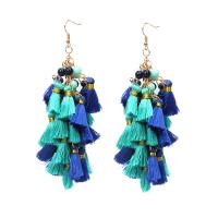 Fashion Tassel Earring, Brass, with Cotton Thread, plated, fashion jewelry & for woman, nickel, lead & cadmium free 