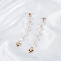Brass Drop Earring, with Plastic Pearl, fashion jewelry & for woman nickel, lead & cadmium free 