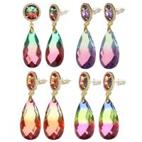 Brass Drop Earring, with Crystal, plated, fashion jewelry & for woman nickel, lead & cadmium free, 52mm 
