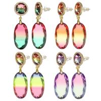 Brass Drop Earring, with Crystal, plated, fashion jewelry & for woman nickel, lead & cadmium free, 50mm 