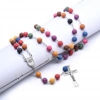 Rosary Necklace, Plastic, Cross, fashion jewelry & Unisex, 14.5cmuff0c55cm uff0c2.2*4.2cmuff0c1.5*2.0cmuff0c8MM 