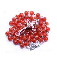 Rosary Necklace, Glass, Cross, fashion jewelry & Unisex, 15cmuff0c56cmuff0c3.0*5.4cmuff0c1.5*1.8cmuff0c8MM 