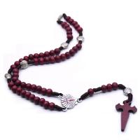 Rosary Necklace, Wood, Cross, fashion jewelry & Unisex, 12.8cmuff0c22cmuff0c2.1*3.6cmuff0c6*7MM 