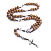 Rosary Necklace, Zinc Alloy, with Pine, Cross, fashion jewelry & Unisex 