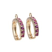 Brass Huggie Hoop Earring Finding, gold color plated, DIY & micro pave cubic zirconia & for woman 