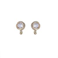 Brass Earring Drop Component, with 925 Sterling Silver, gold color plated, DIY & micro pave cubic zirconia & for woman, 4mm 