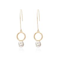 Zinc Alloy Drop Earring, with Resin Pearl, for woman, gold 