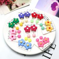 Resin Earring Clip, with Acrylic, petals, plated, for children 