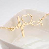 Stainless Steel Charm Bracelet, Electrocardiographic, plated, for woman 35*22mm 