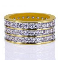 Цирконий Micro Pave Латунь палец кольцо, плакирован золотом, Мужская & разный размер для выбора & инкрустированное микро кубического циркония, продается PC