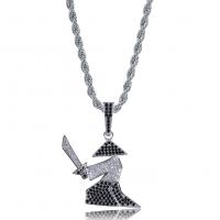 Cubic Zircon Micro Pave Brass Necklace, plated, micro pave cubic zirconia & for man Inch 