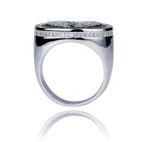 Цирконий Micro Pave Латунь палец кольцо, плакирован серебром, разный размер для выбора & инкрустированное микро кубического циркония & Мужский продается PC