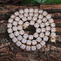 Мужчины ожерелье, Латунь, Другое покрытие, разный размер для выбора & инкрустированное микро кубического циркония & Мужский, Много цветов для выбора, 10mm, продается Strand