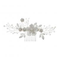 Decorative Hair Combs, Zinc Alloy, vintage & for woman & with rhinestone, silver color 