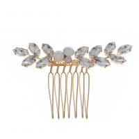Decorative Hair Combs, Zinc Alloy, vintage & for woman & with rhinestone, gold 