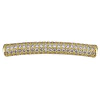 Brass Curved Tube Beads, plated, fashion jewelry & DIY & with cubic zirconia, nickel, lead & cadmium free Approx 2mm 