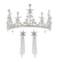 Rhinestone Zinc Alloy Jewelry Set, Crown & for woman & with rhinestone, silver color 