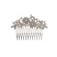 Decorative Hair Combs, Zinc Alloy, silver color plated, vintage & for woman & with rhinestone 