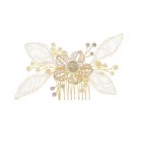 Decorative Hair Combs, Zinc Alloy, vintage & for woman & with rhinestone, gold 